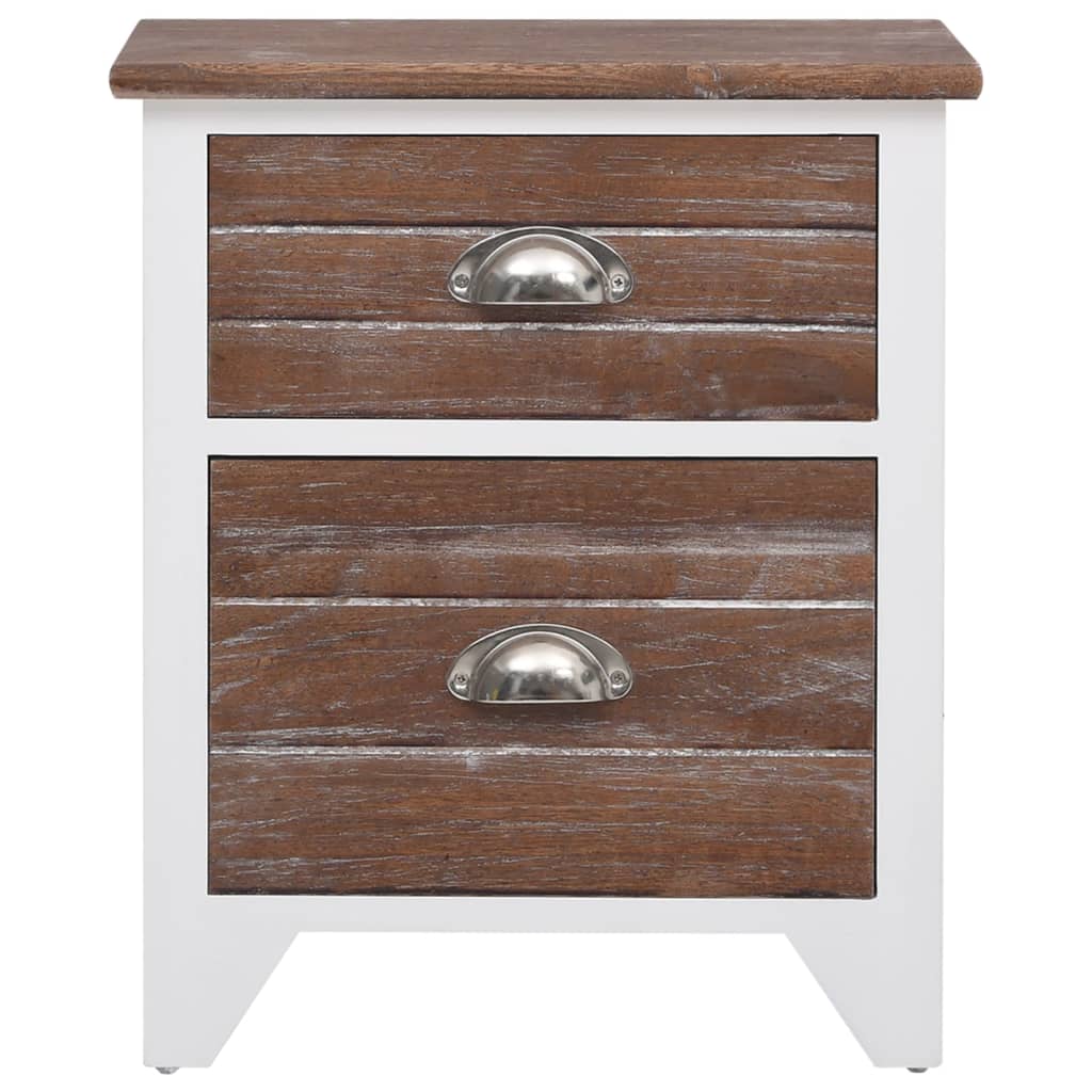 Bedside table with 2 drawers, 2 pcs, brown and white