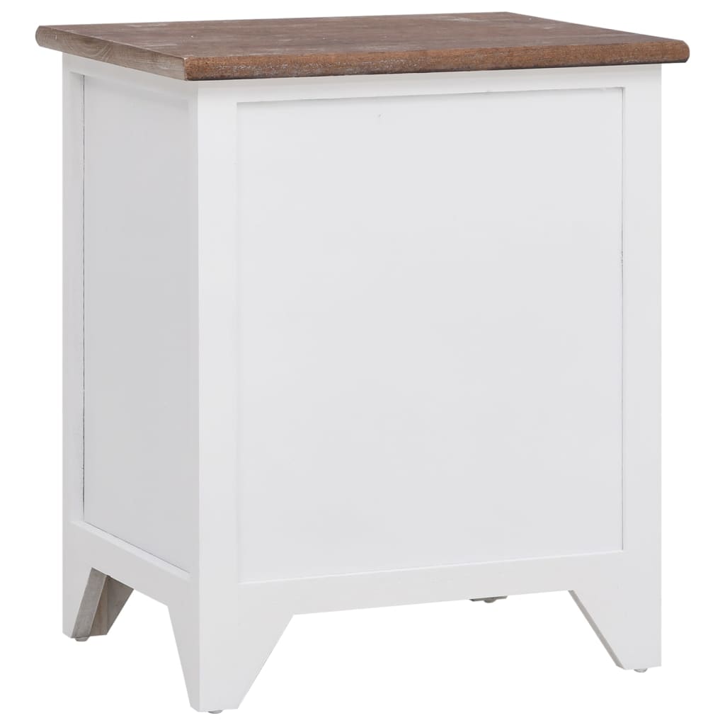 Bedside table with 2 drawers, 2 pcs, brown and white