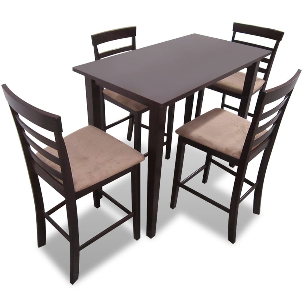 Wooden table and 4 bar stools set, white