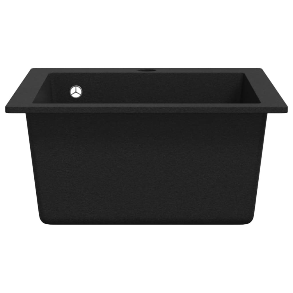 Overmount kitchen sink, single bowl, black, granite