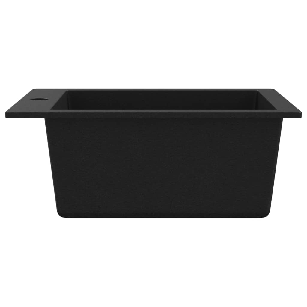 Overmount kitchen sink, single bowl, black, granite