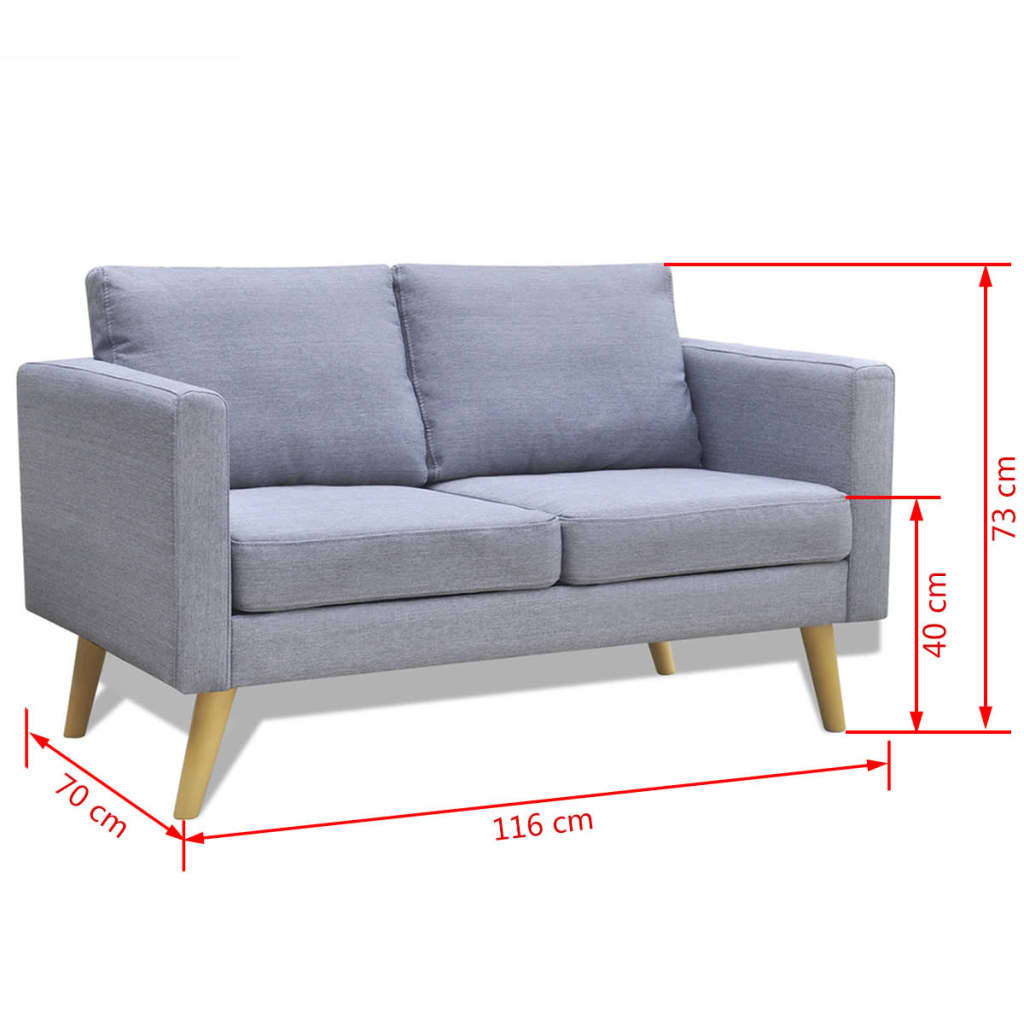 2-seater sofa, fabric, light gray