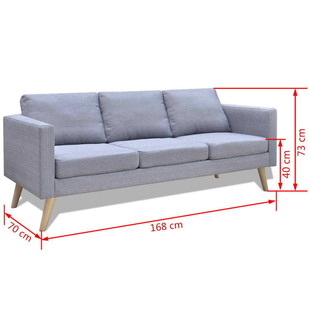 3-seater sofa, fabric, light gray