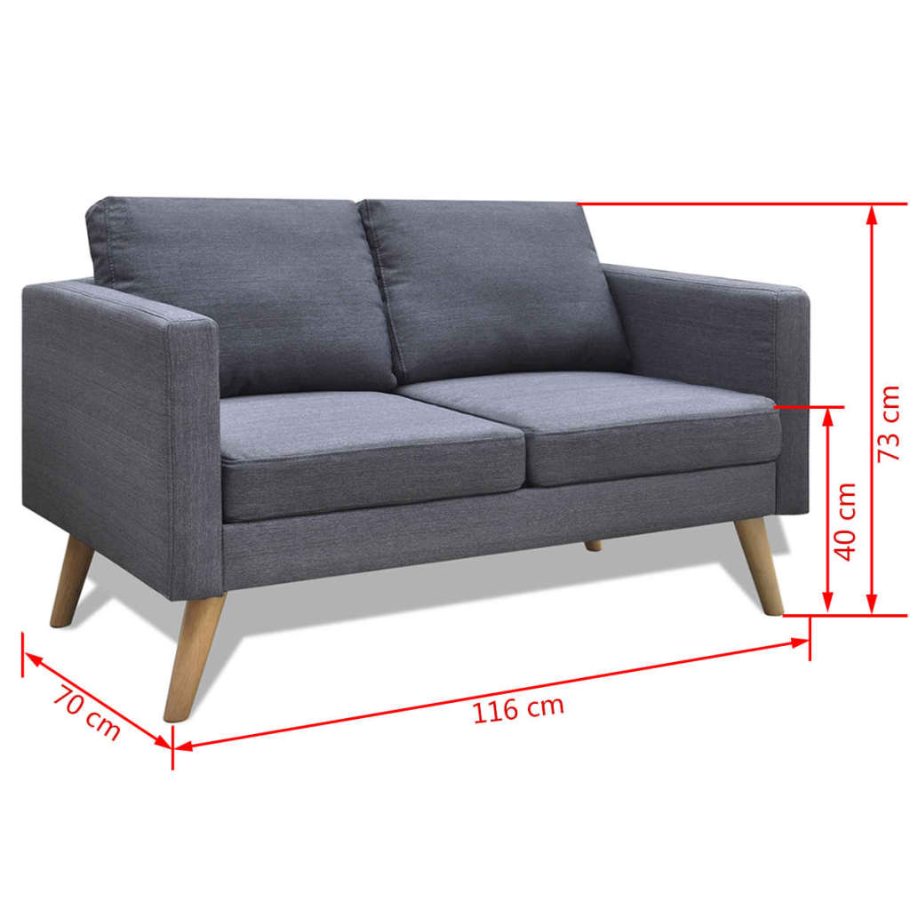 2-seater sofa, fabric, dark grey