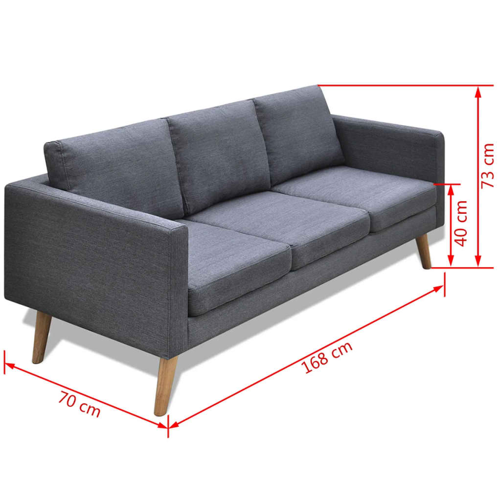 3-seater sofa, fabric, dark grey