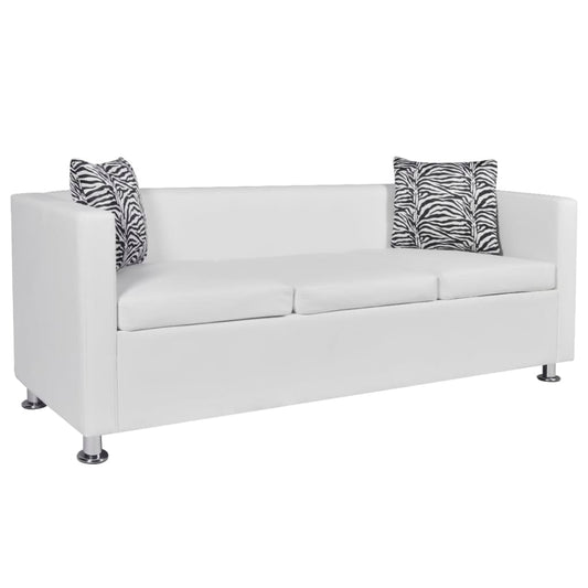 3-seater sofa, white, artificial leather