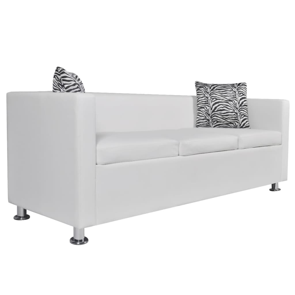 3-seater sofa, white, artificial leather