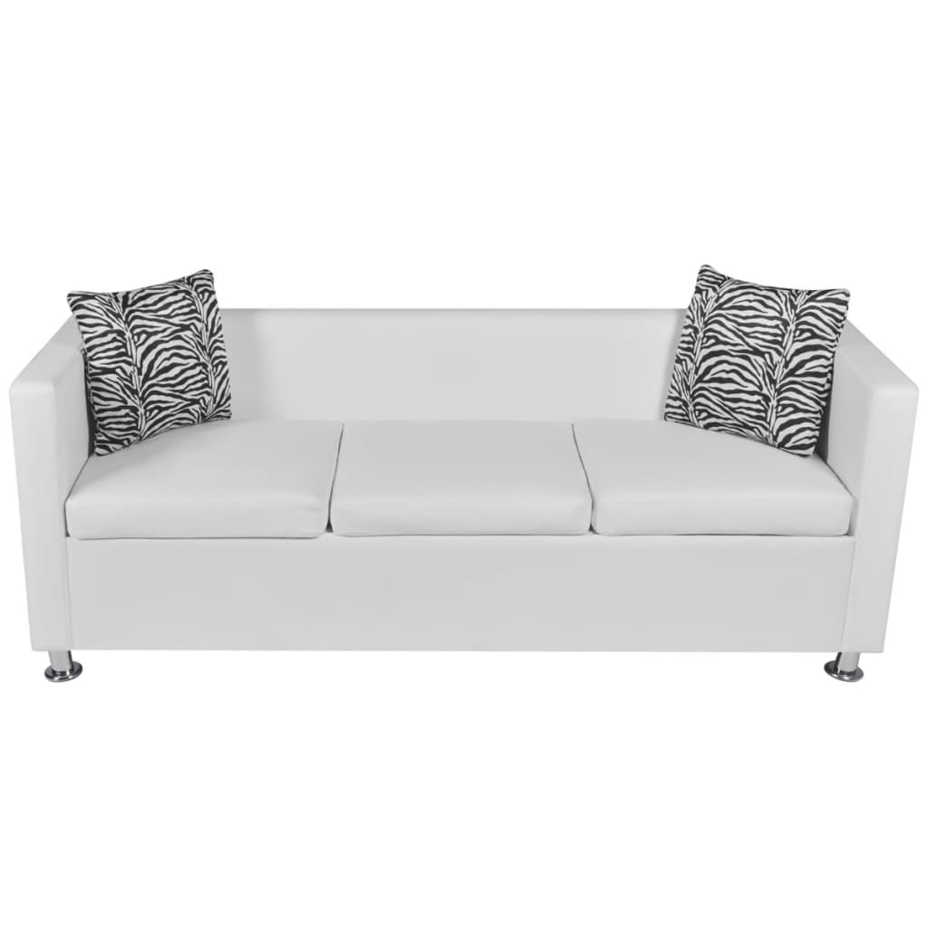 3-seater sofa, white, artificial leather