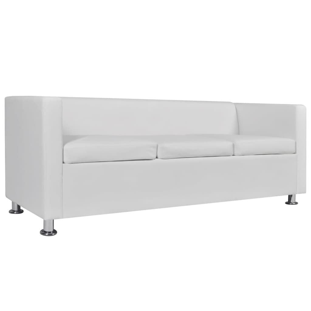 3-seater sofa, white, artificial leather