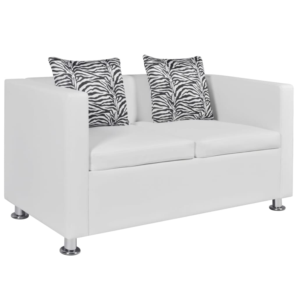 2-seater sofa, white, artificial leather