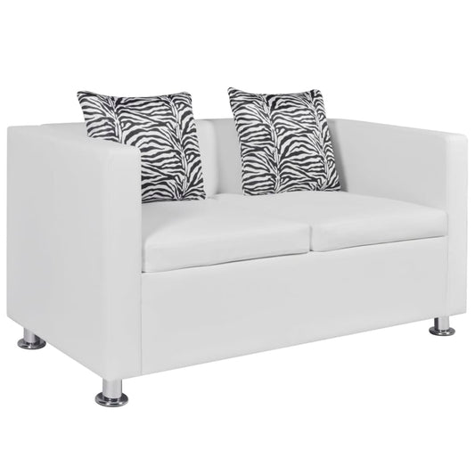 2-seater sofa, white, artificial leather