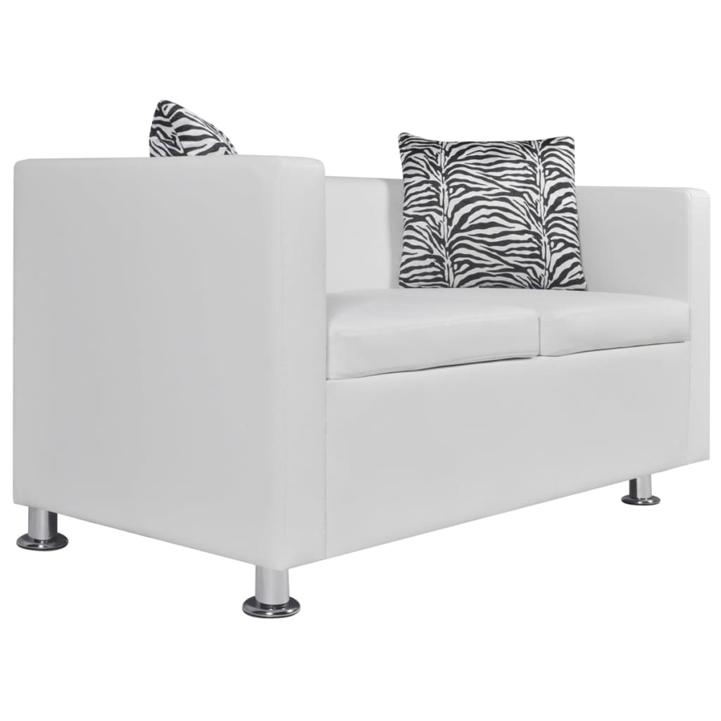 2-seater sofa, white, artificial leather