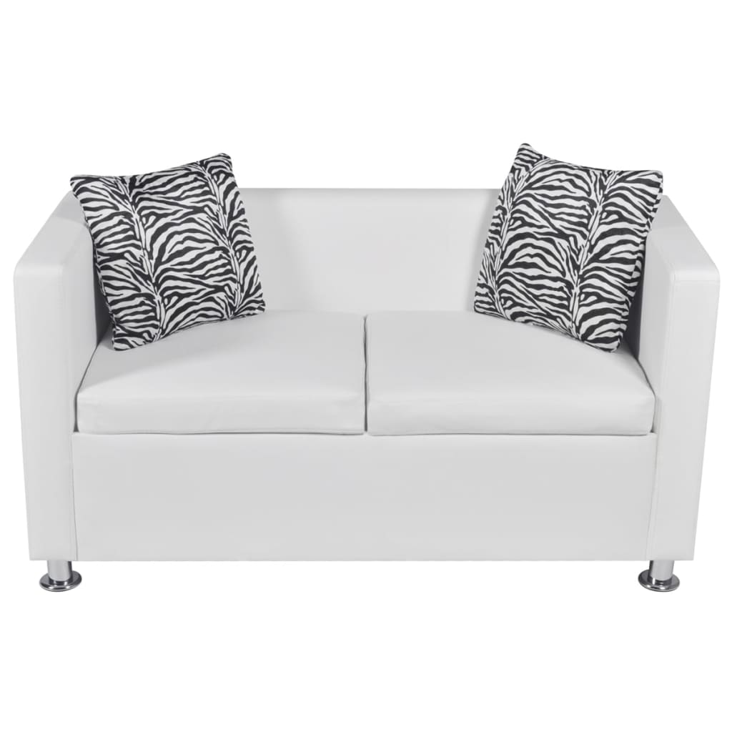 2-seater sofa, white, artificial leather