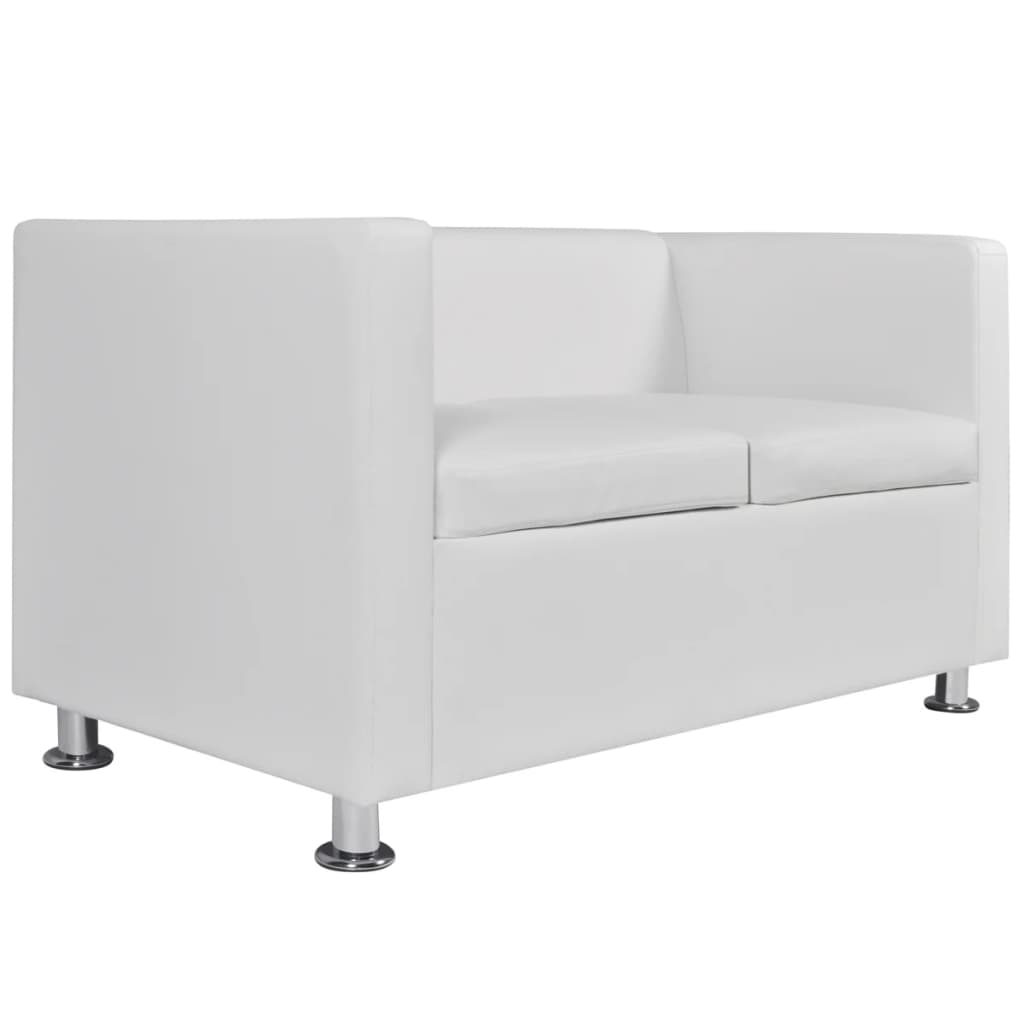 2-seater sofa, white, artificial leather