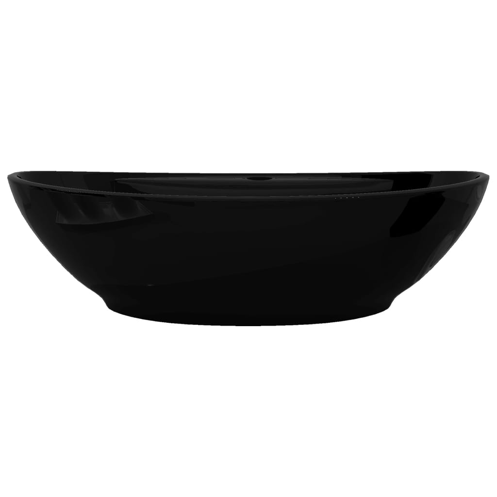 Bathroom sink, tap hole/overflow, black, ceramic, oval