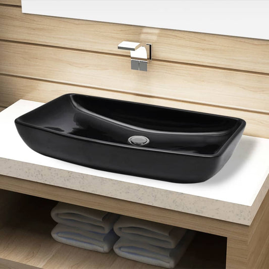 Ceramic bathroom sink, rectangular, black