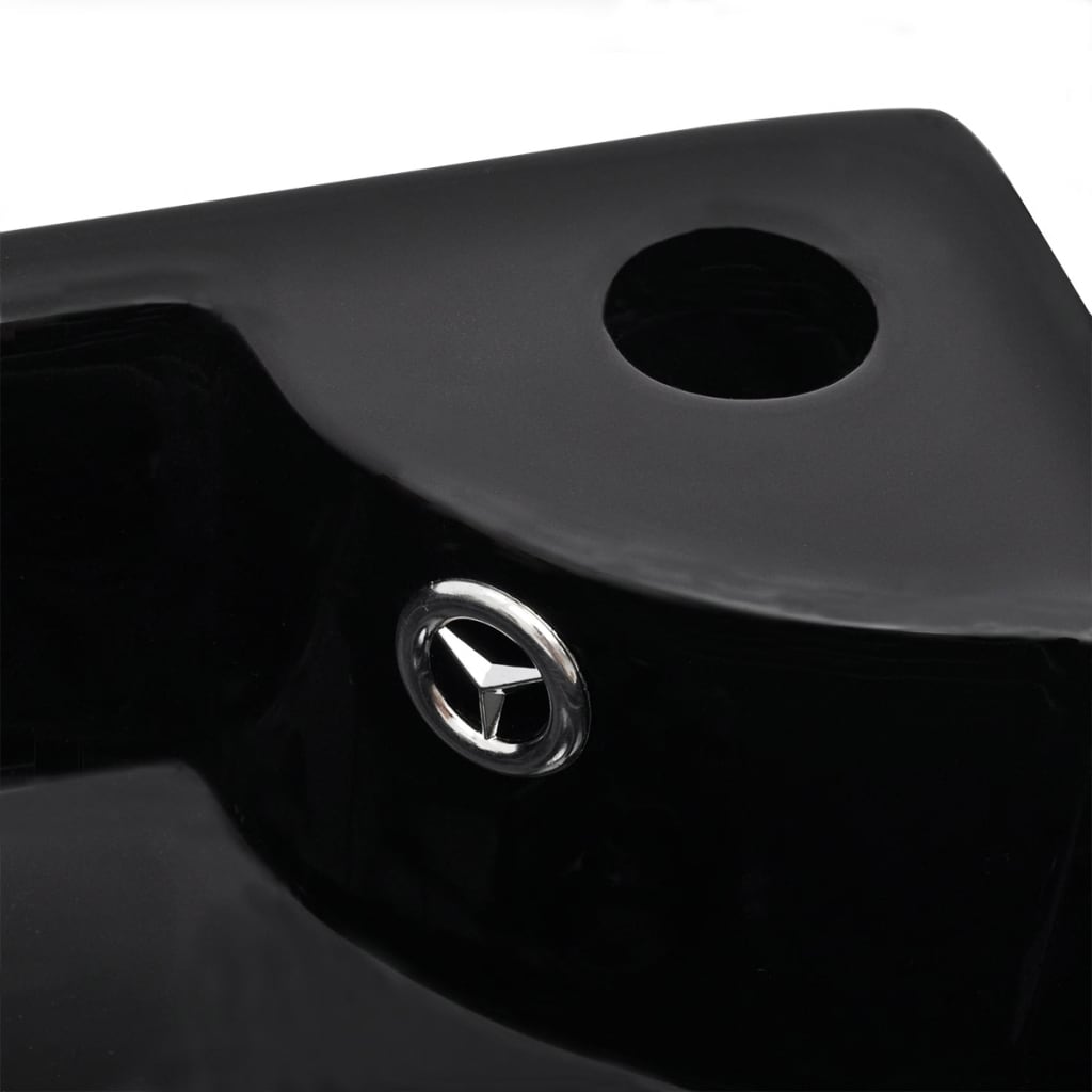 Sink with overflow, black, 45 x 32 x 12.5 cm