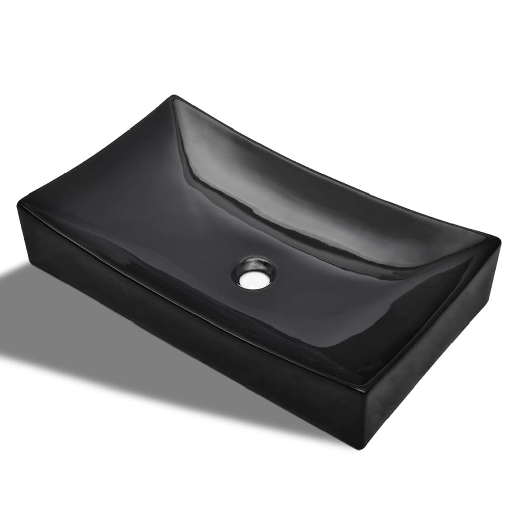 Ceramic bathroom sink, rectangular, black