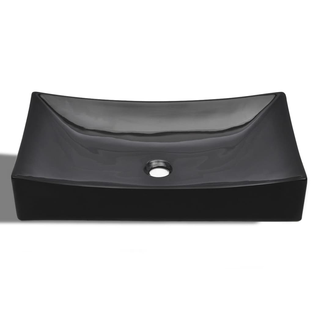 Ceramic bathroom sink, rectangular, black