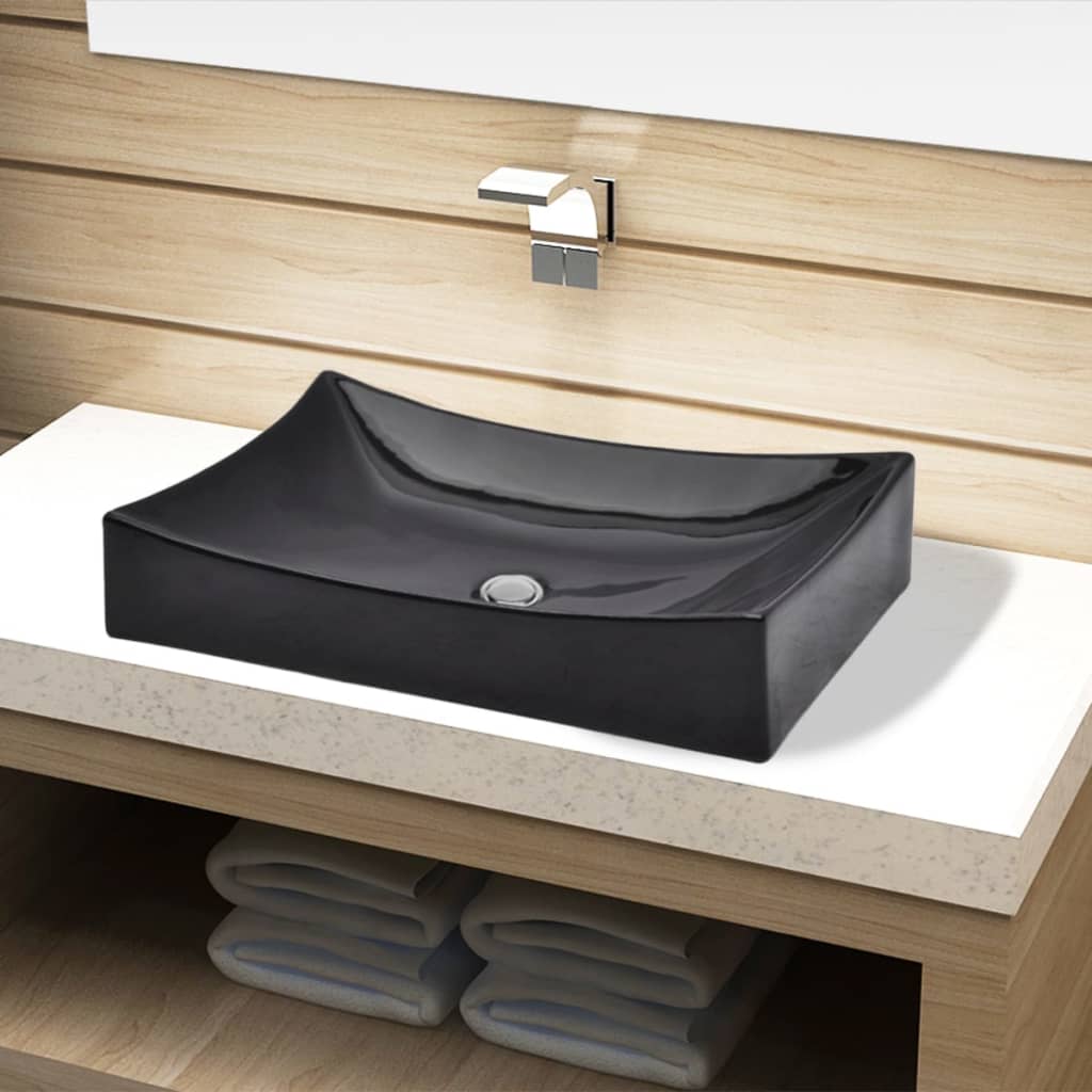 Ceramic bathroom sink, rectangular, black