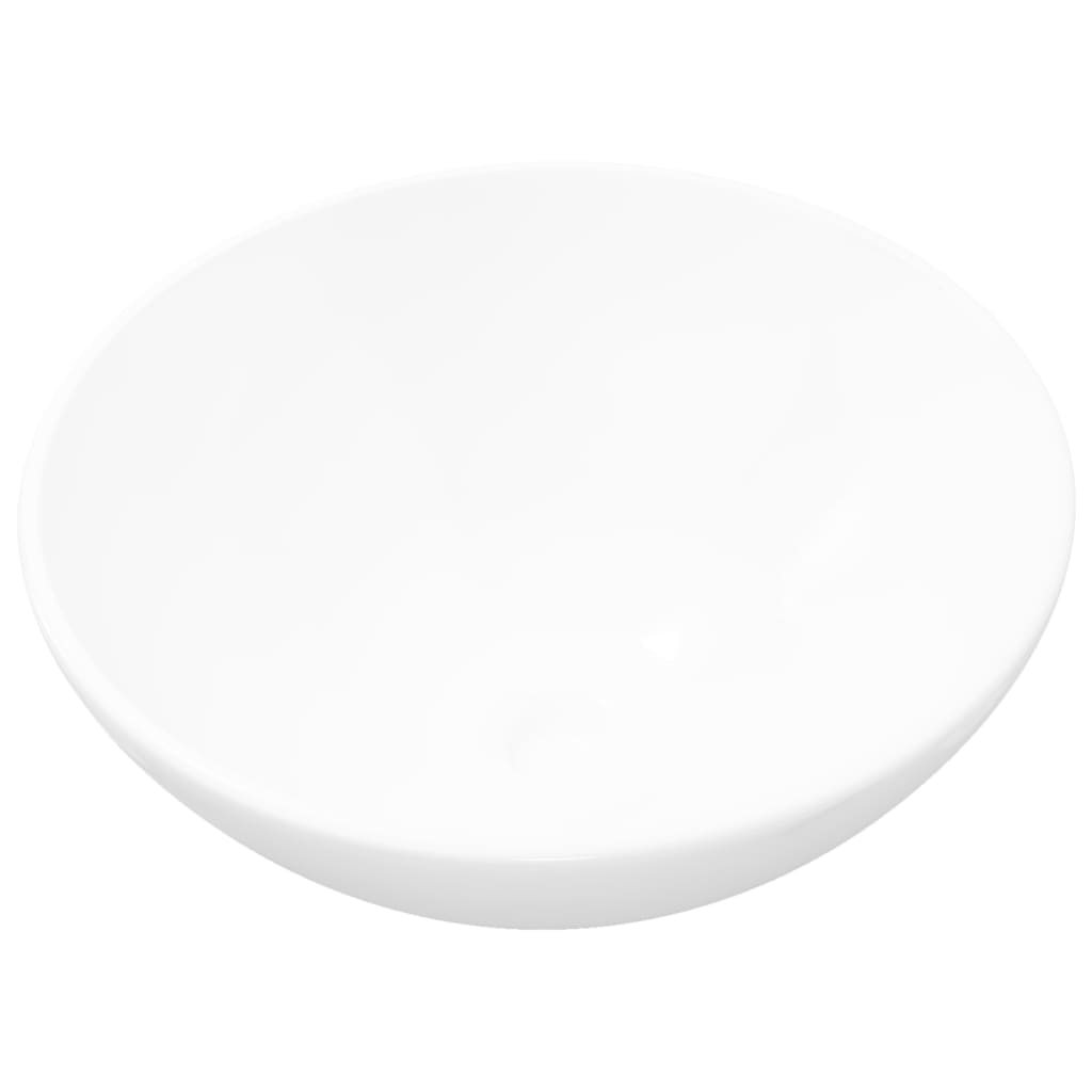 Ceramic bathroom sink, round, white