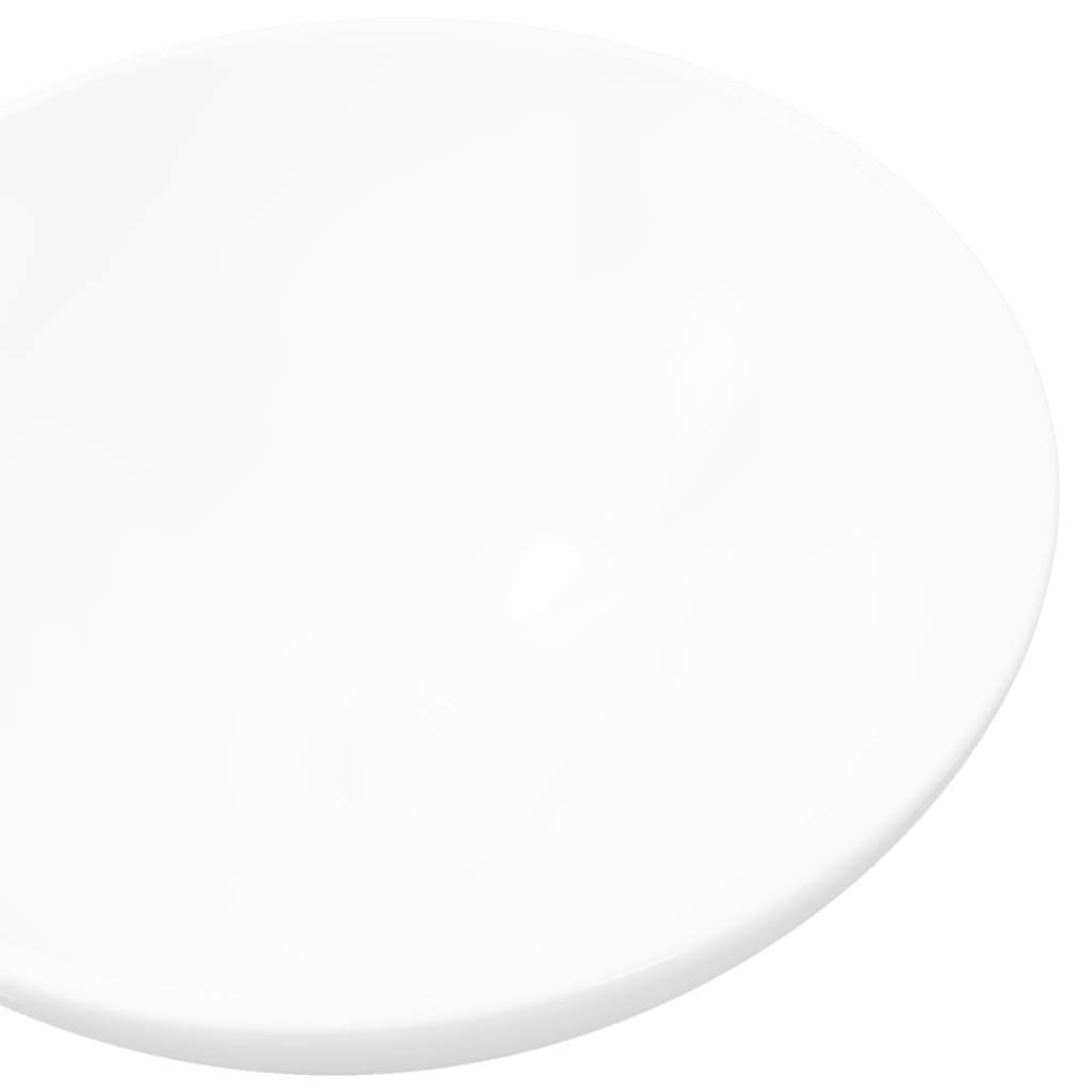 Ceramic bathroom sink, round, white