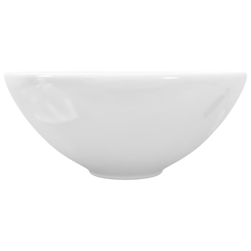 Ceramic bathroom sink, round, white