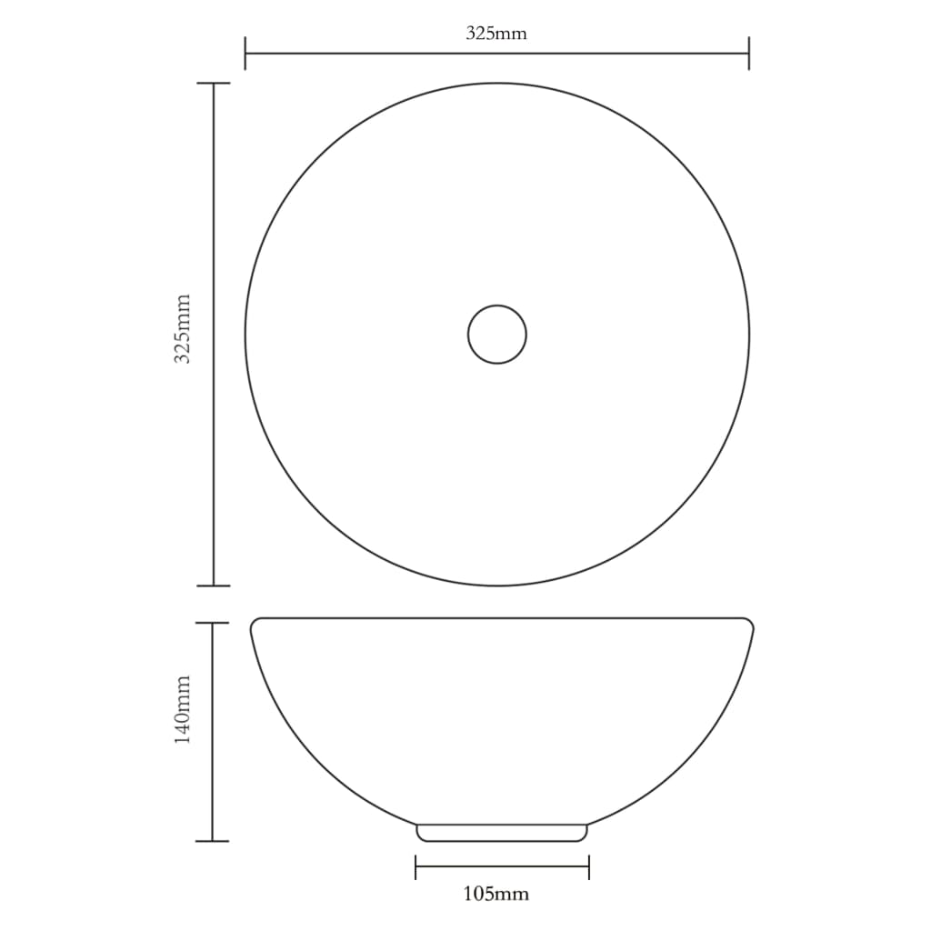 Ceramic bathroom sink, round, white