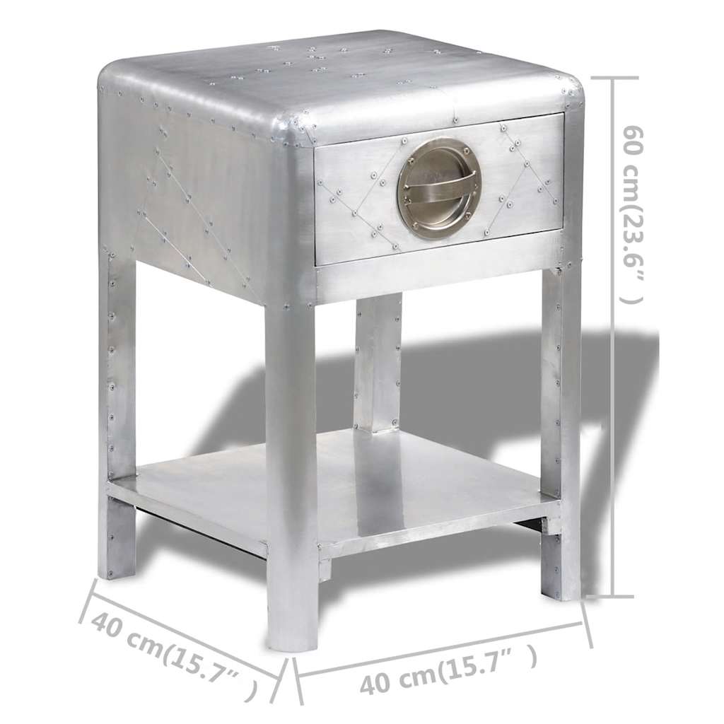 Aviator 1-drawer end table, in vintage Airman aircraft style