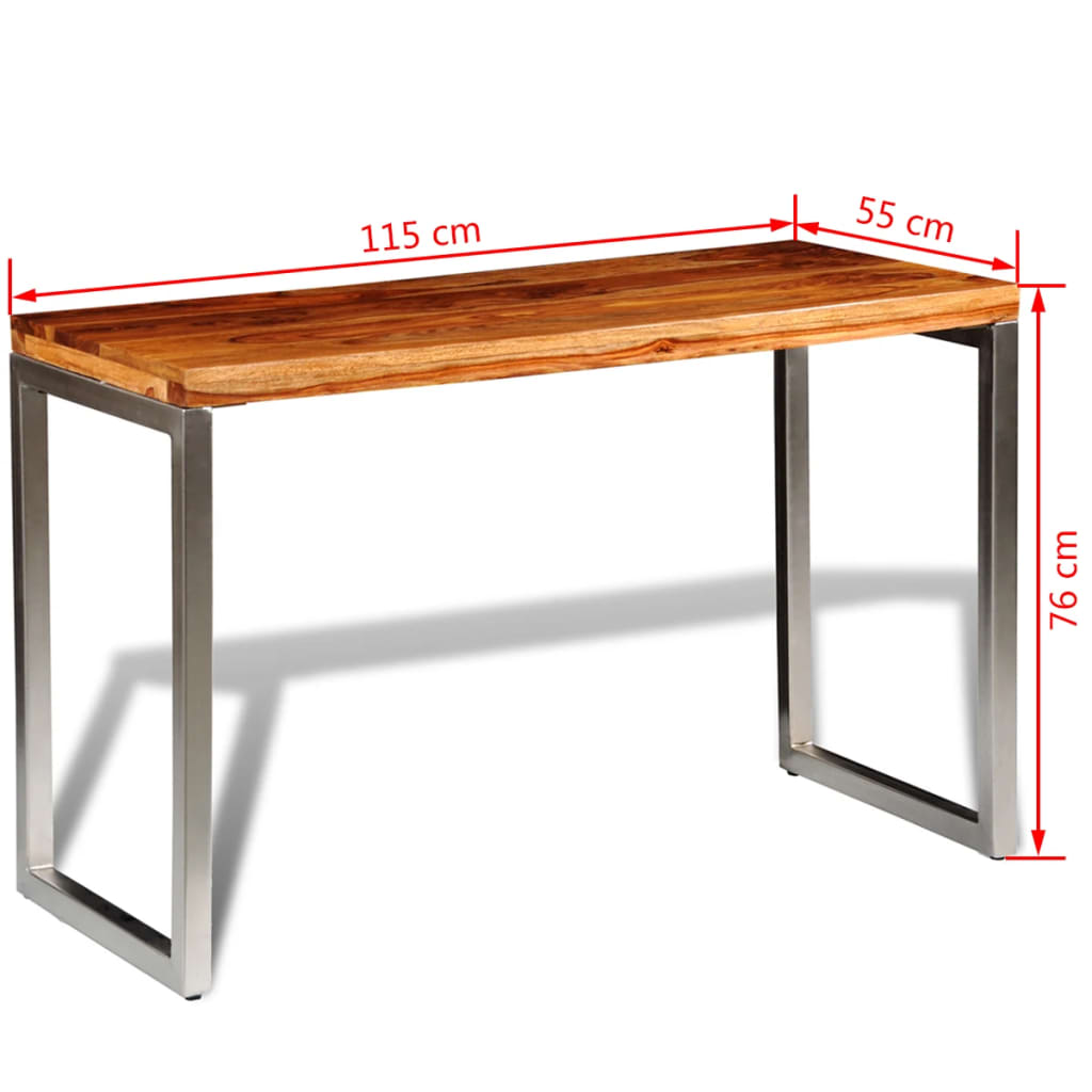 Kitchen/office table, solid wood, with steel legs