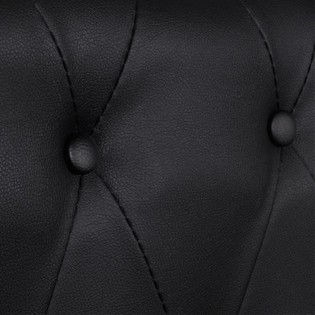 Canapea Chesterfield cu 3 locuri, piele artificială, negru