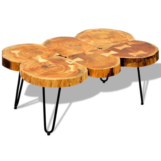 Coffee table, 35 cm, 6 legs, solid sheesham wood