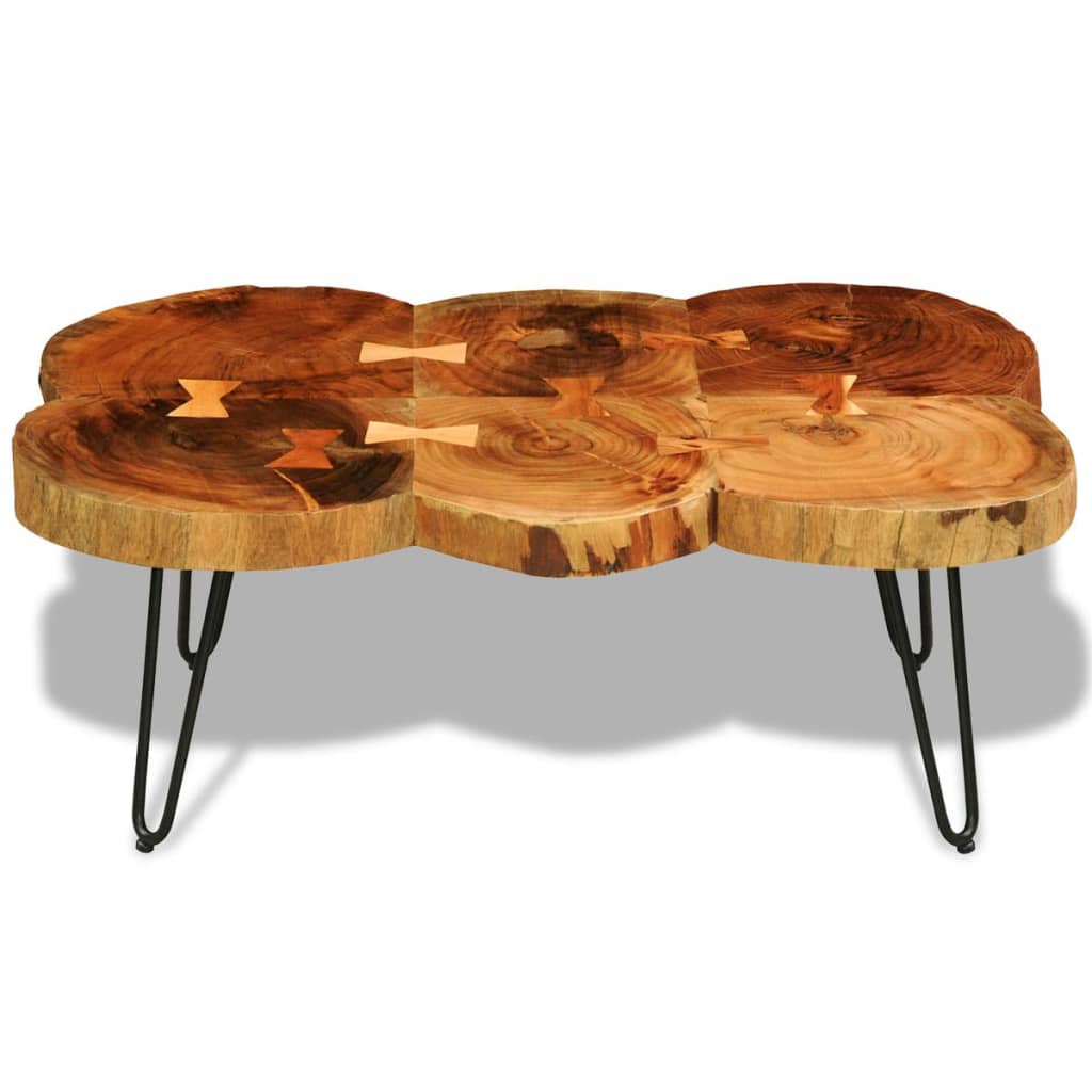 Coffee table, 35 cm, 6 legs, solid sheesham wood