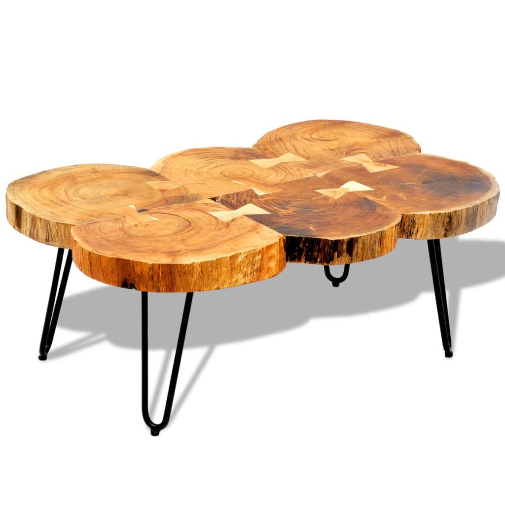 Coffee table, 35 cm, 6 legs, solid sheesham wood