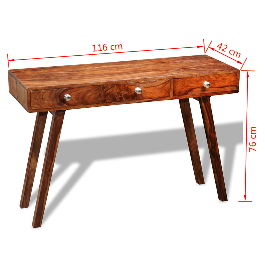 Console table with 3 drawers, 76 cm, solid sheesham wood