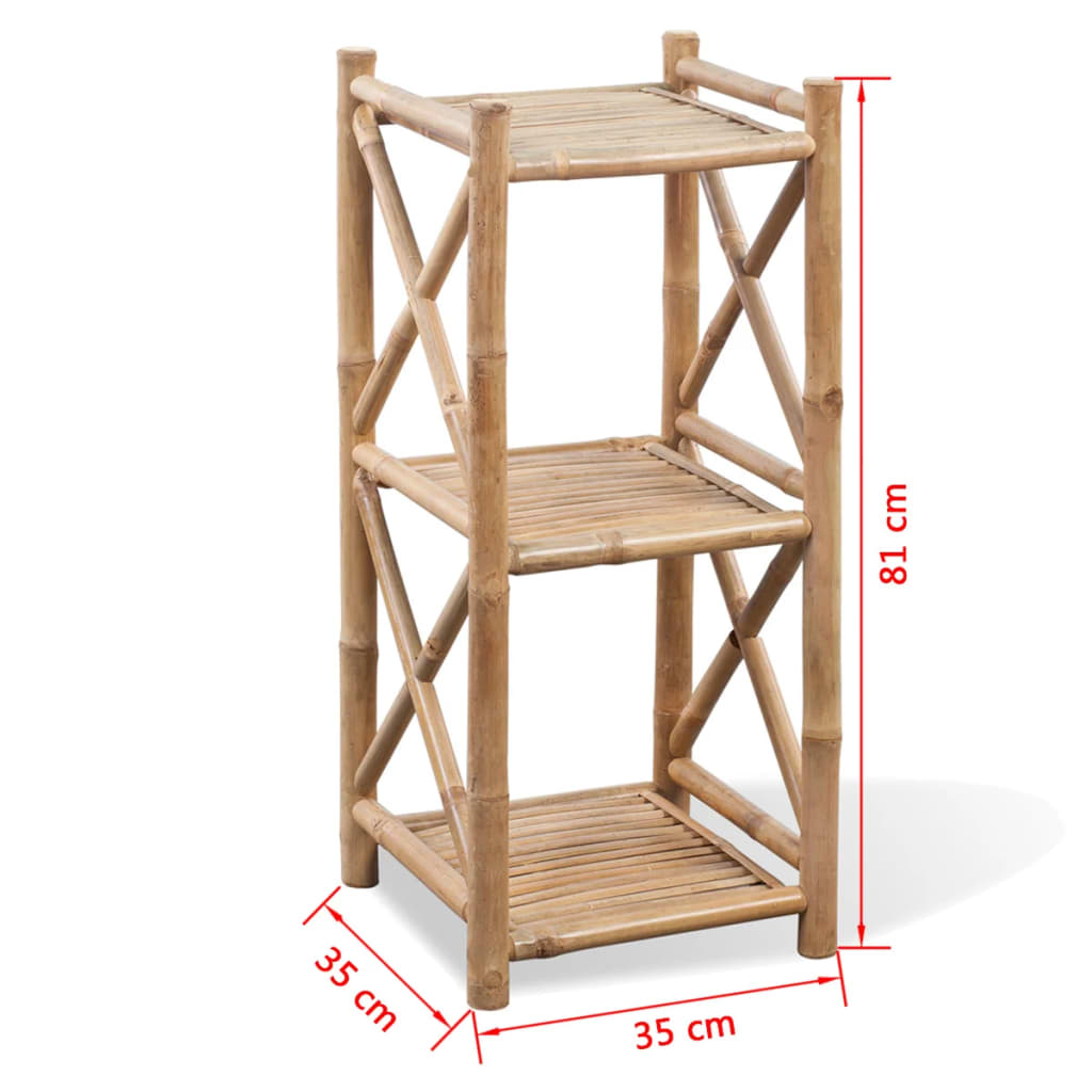 3-tier square shelf, bamboo