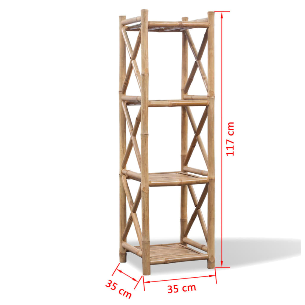 4-tier square shelf, bamboo