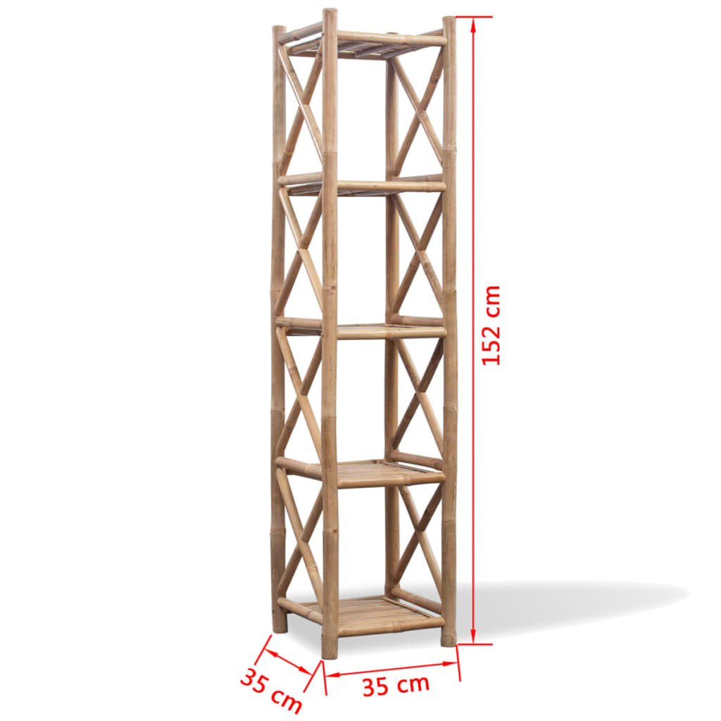 5-tier square shelf, bamboo