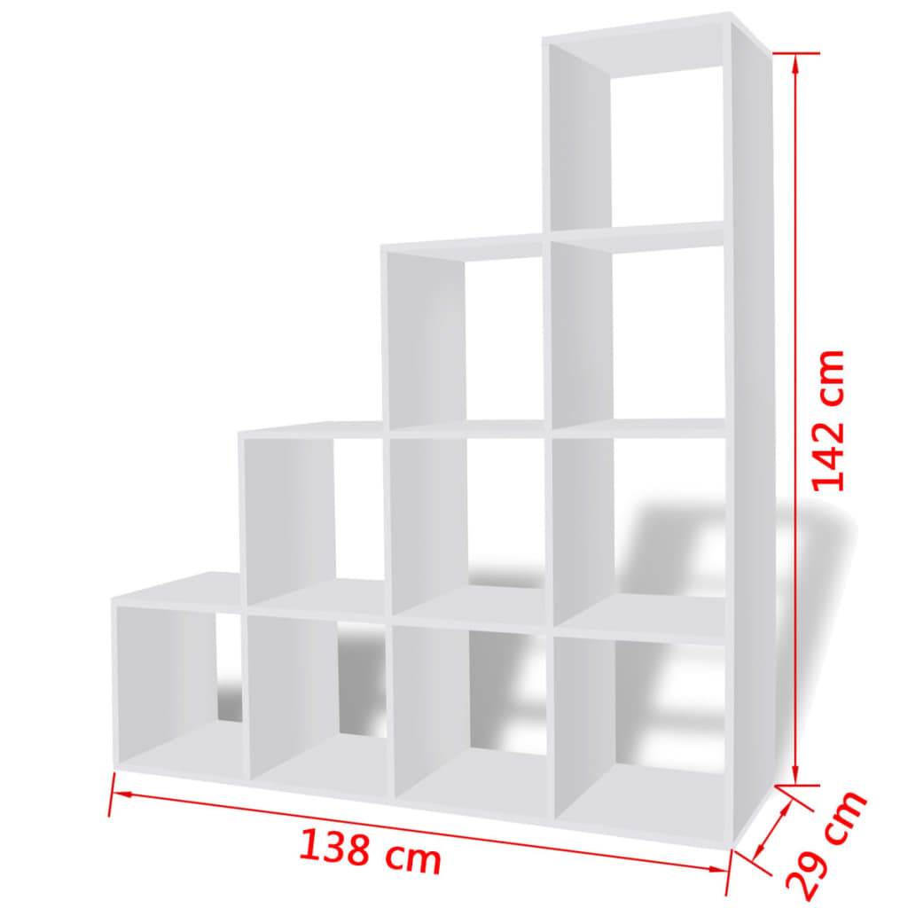 Ladder bookcase/display shelf, white, 142 cm