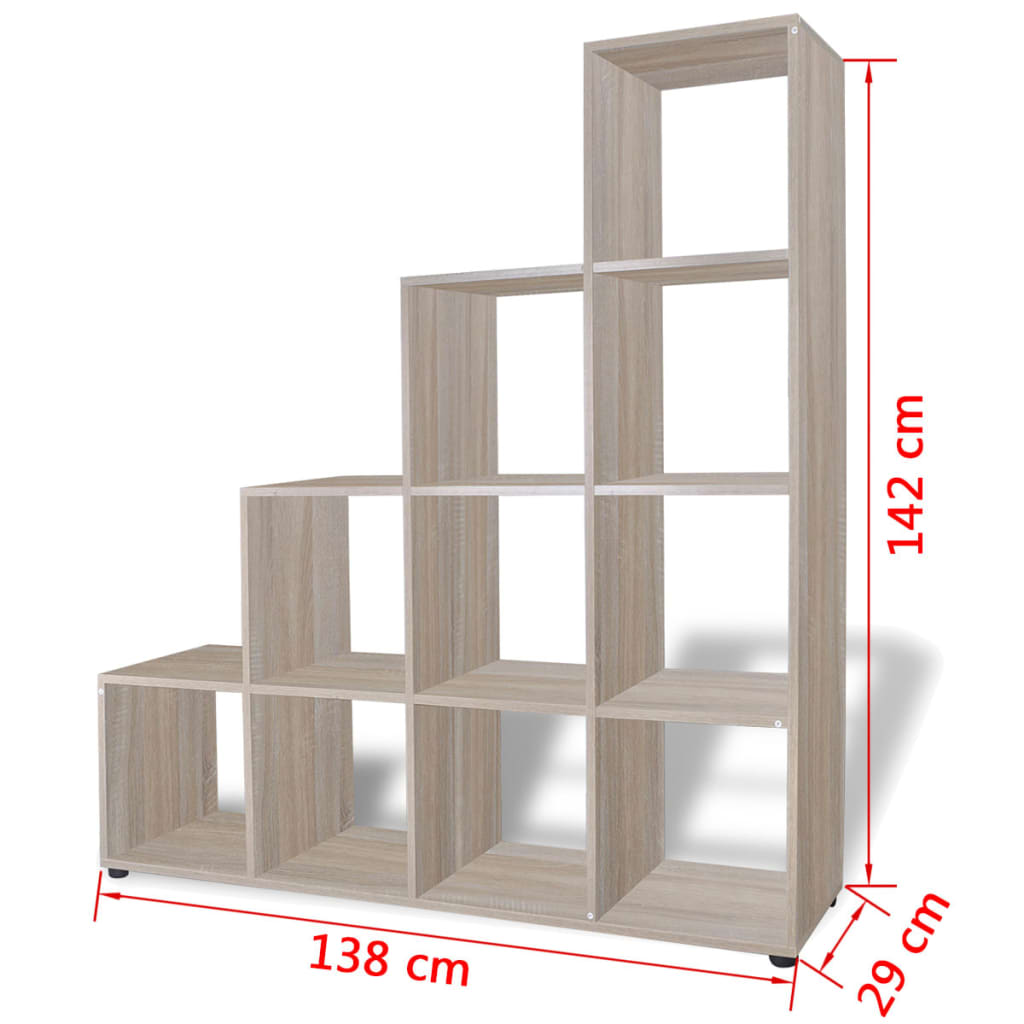 Stepped Bookcase / Display Shelf 142 cm Oak