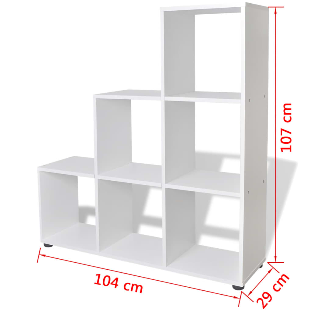 Stepped Bookcase / Display Shelf 107 cm White