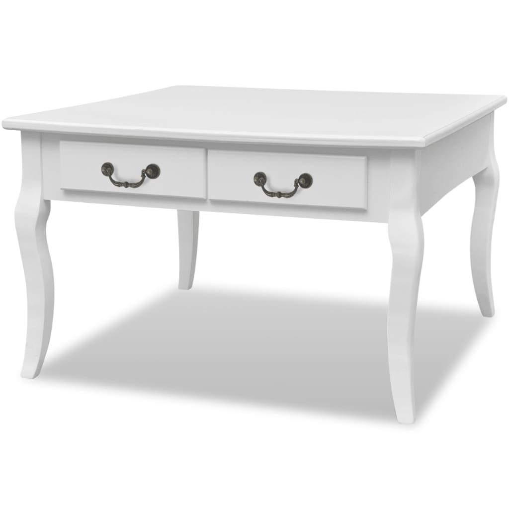 Coffee table with 4 drawers, white