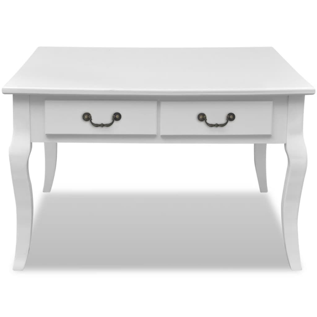 Coffee table with 4 drawers, white