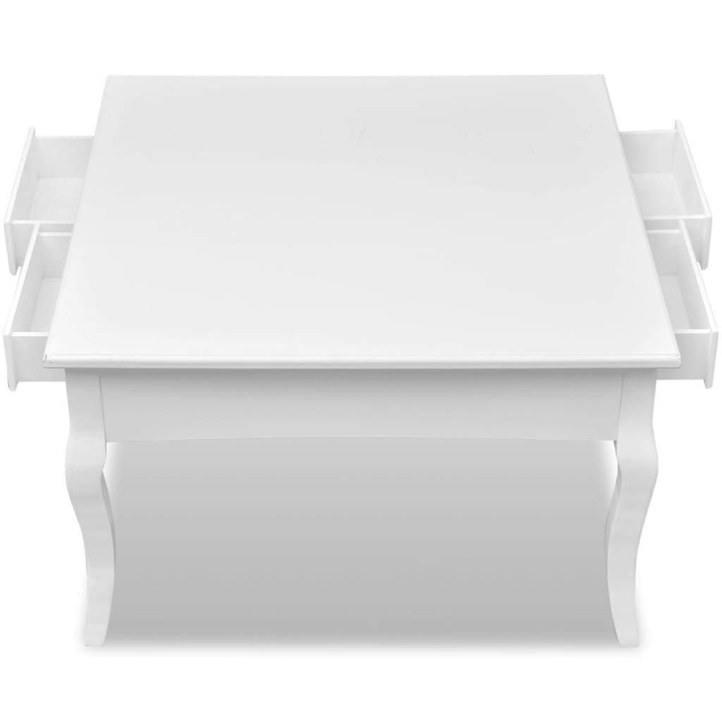 Coffee table with 4 drawers, white