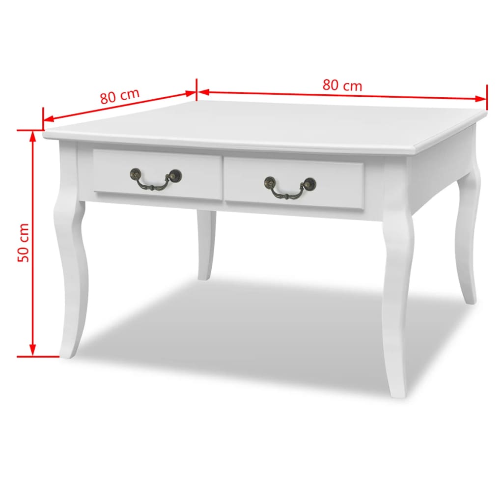 Coffee table with 4 drawers, white