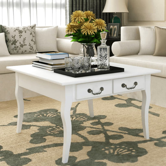 Coffee table with 4 drawers, white