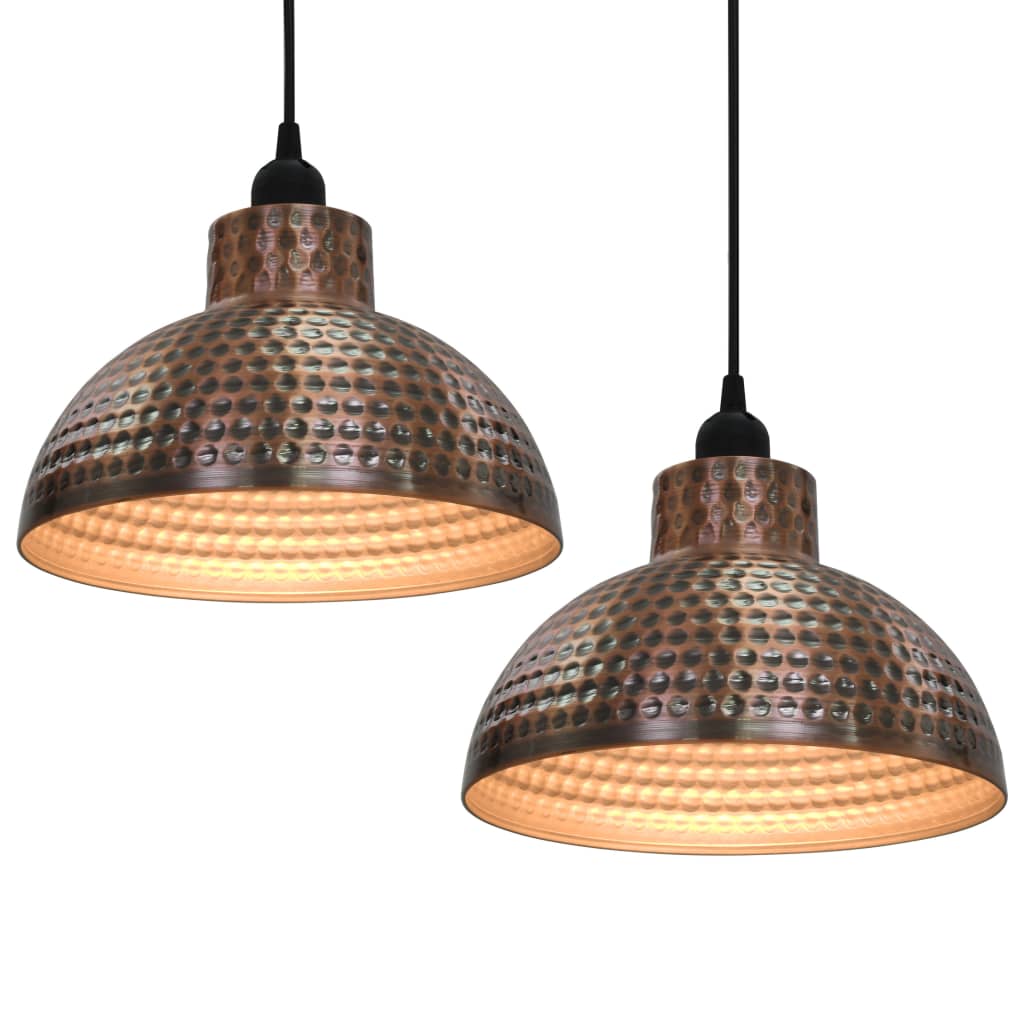 Copper-colored hemispherical chandeliers, 2 pcs.