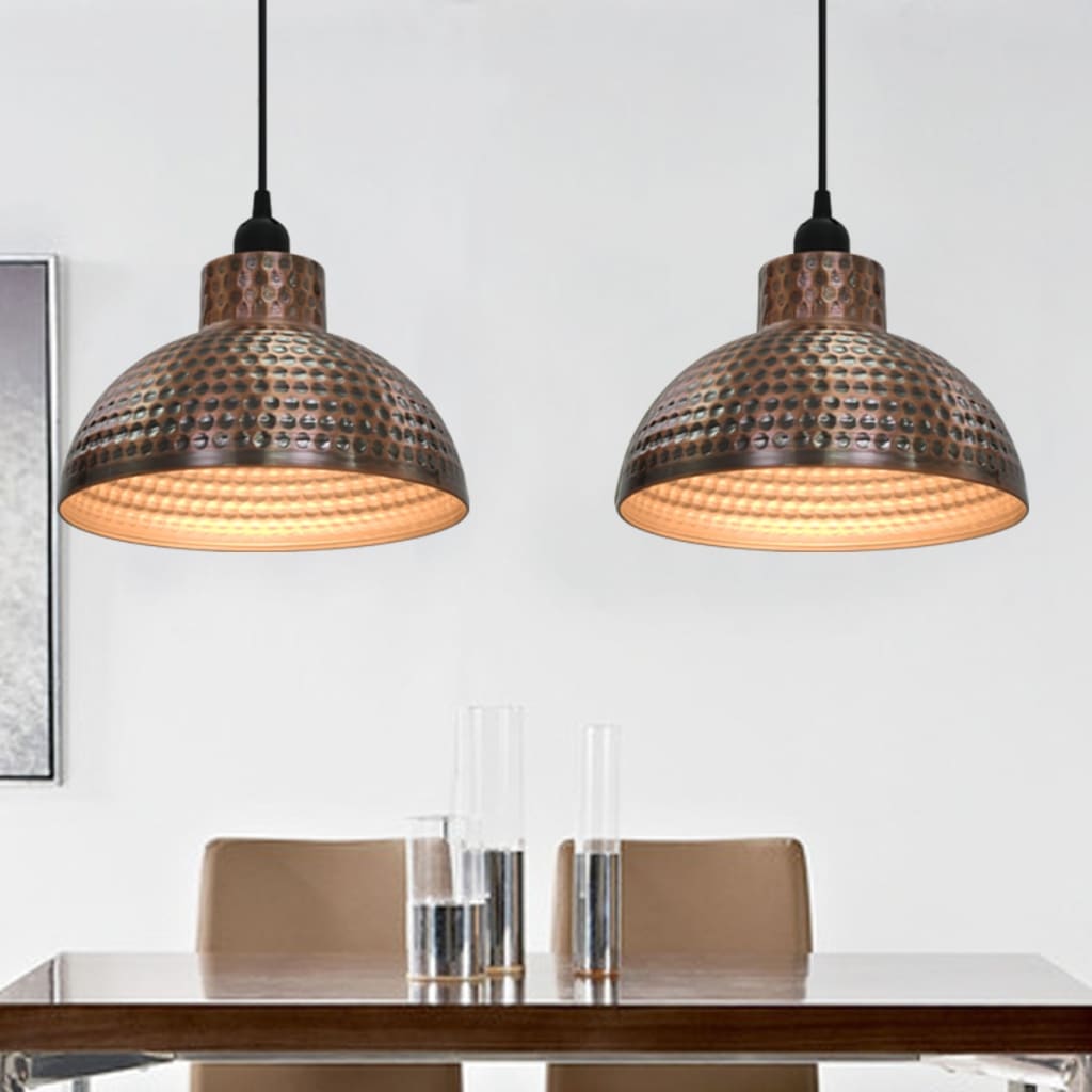 Copper-colored hemispherical chandeliers, 2 pcs.