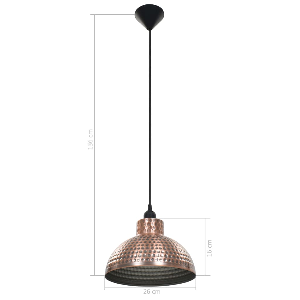 Copper-colored hemispherical chandeliers, 2 pcs.