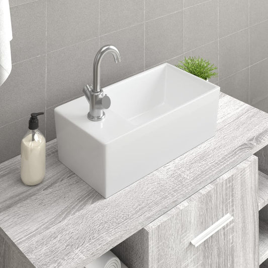 Bathroom sink, white, 48x25x15 cm, ceramic